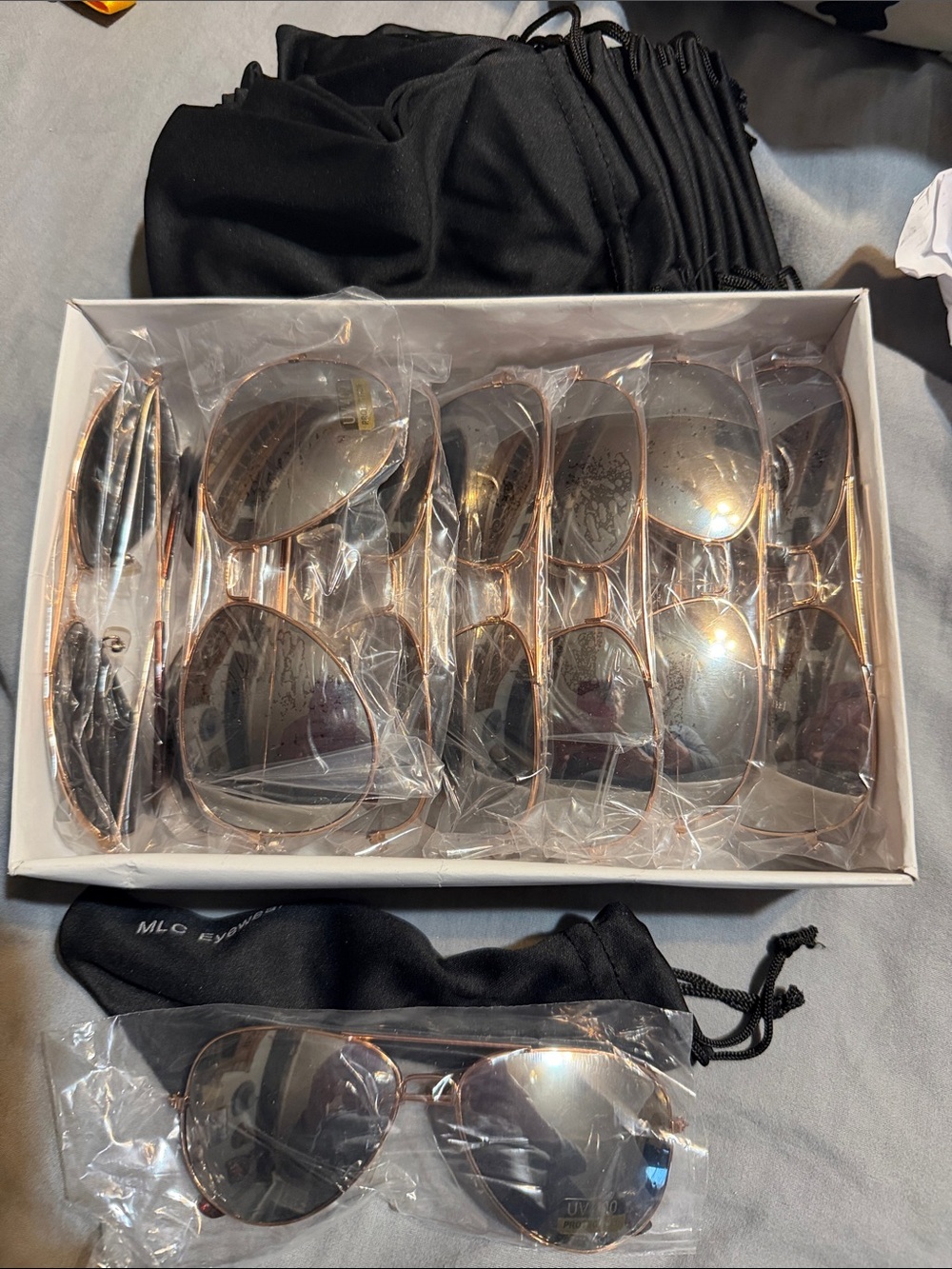 Aviator-Style Sunglasses - Rose Gold Frame, Smoke Lenses